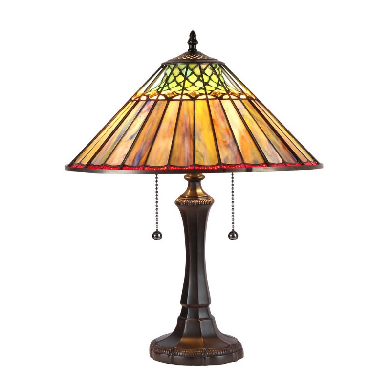 Grace Tiffany-Style 2 Light Geometric Table Lamp 16" Shade