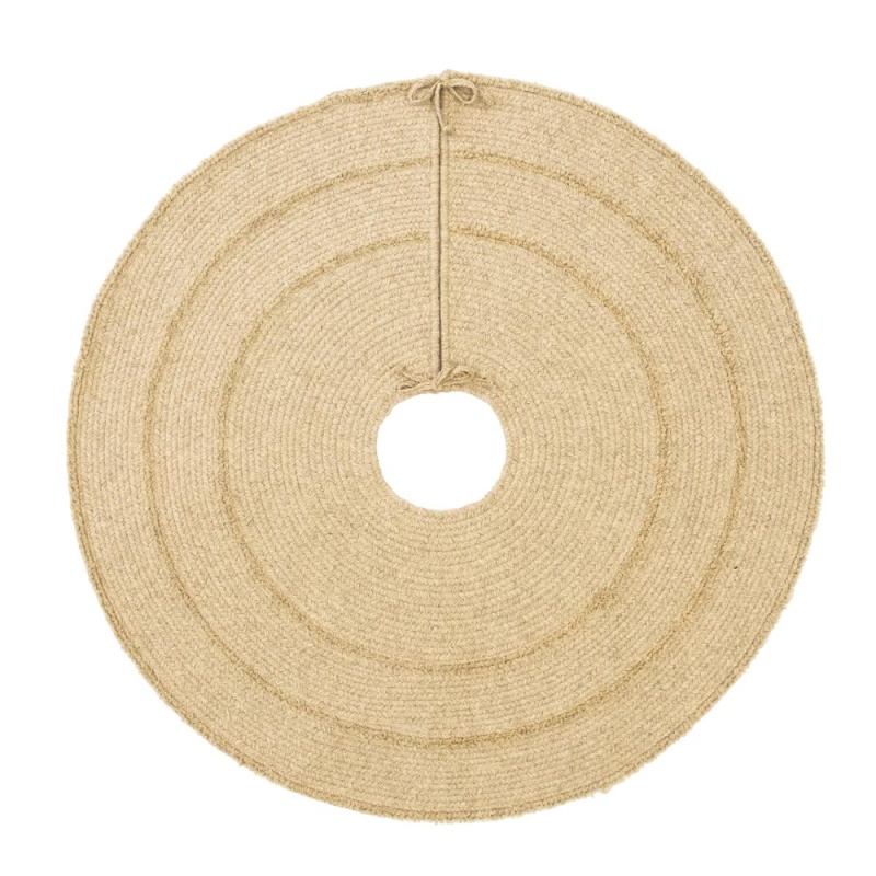 Cozy Natural Wool Stripe Holiday Tree Skirt - Beige 44" X 44"