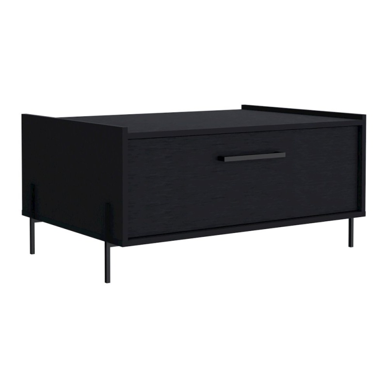Juneau Coffee Table, 1 Shelf, 4 Legs, Black