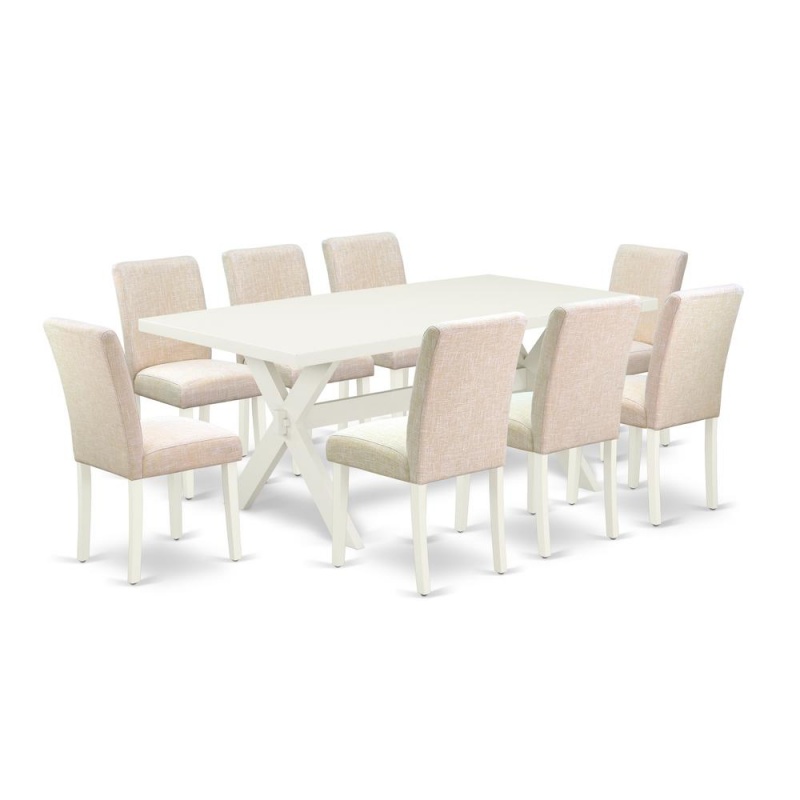 9-Piece Dinette Set with 8 Padded Parson Chairs