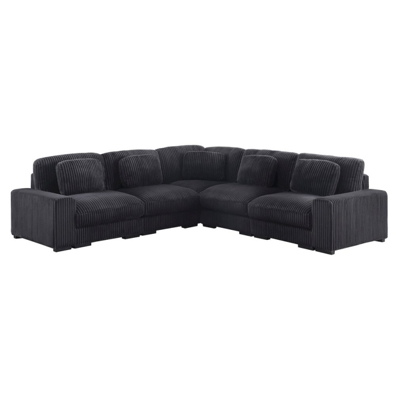 Sloane 117"W Charcoal Corduroy Reversible L-Shape Modular Sectional Sofa