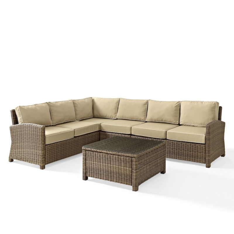 Bradenton 5Pc Outdoor Wicker Sectional Set