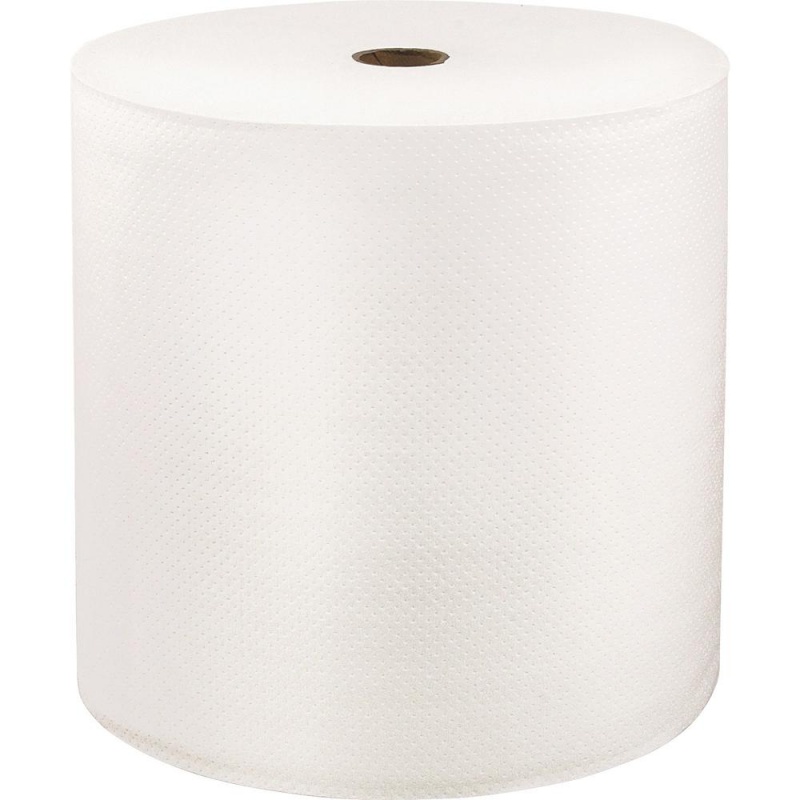Locor Hardwound Roll Towels - 1 Ply - 8" X 1000 Ft - Bright White - Fiber - Eco-Friendly, Soft, Absorbent, Strong - For Hand - 6 / Carton