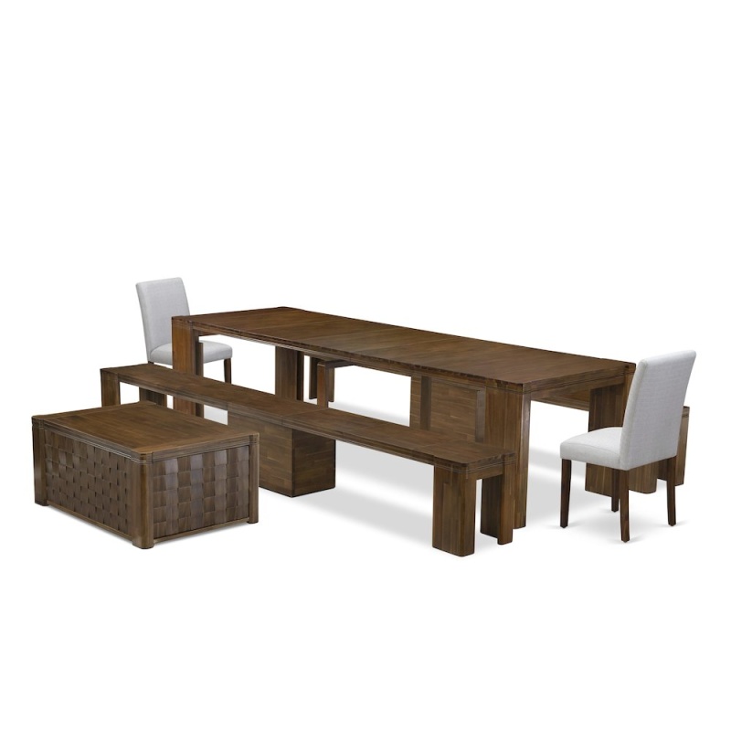 6 Pieces Extendable Dining Set Includes A Rectangle Kitchen Table