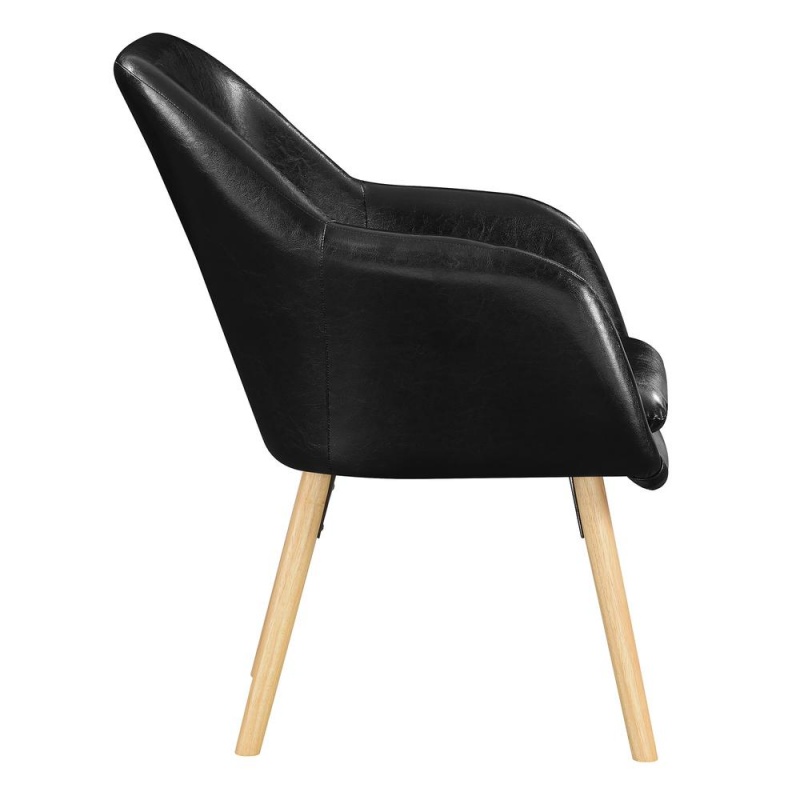 Take A Seat Charlotte Accent Chair, Black Faux Leather