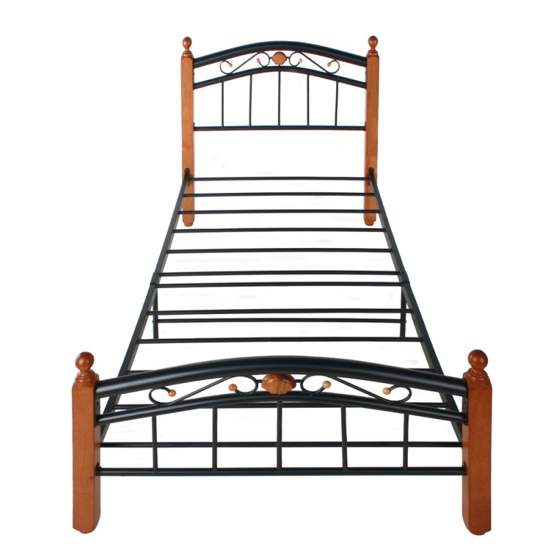 Better Home Products Lexus Metal Bed Frame With Headboard & Footboard In Cherry