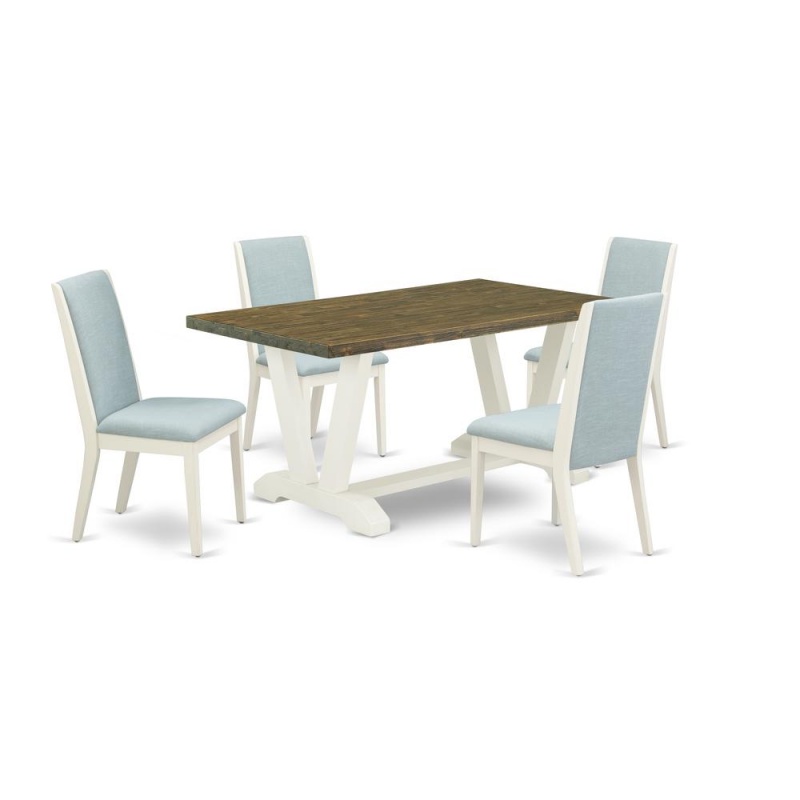 5Pc Dining Table Set with 4 Parson Chairs