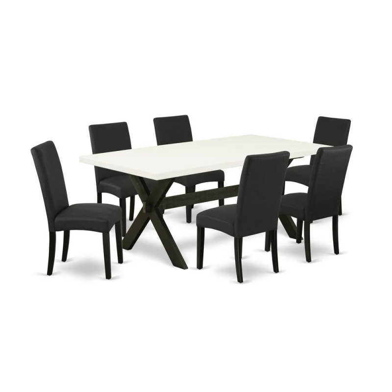 East West Furniture 7-Piece Dining Room Table Set