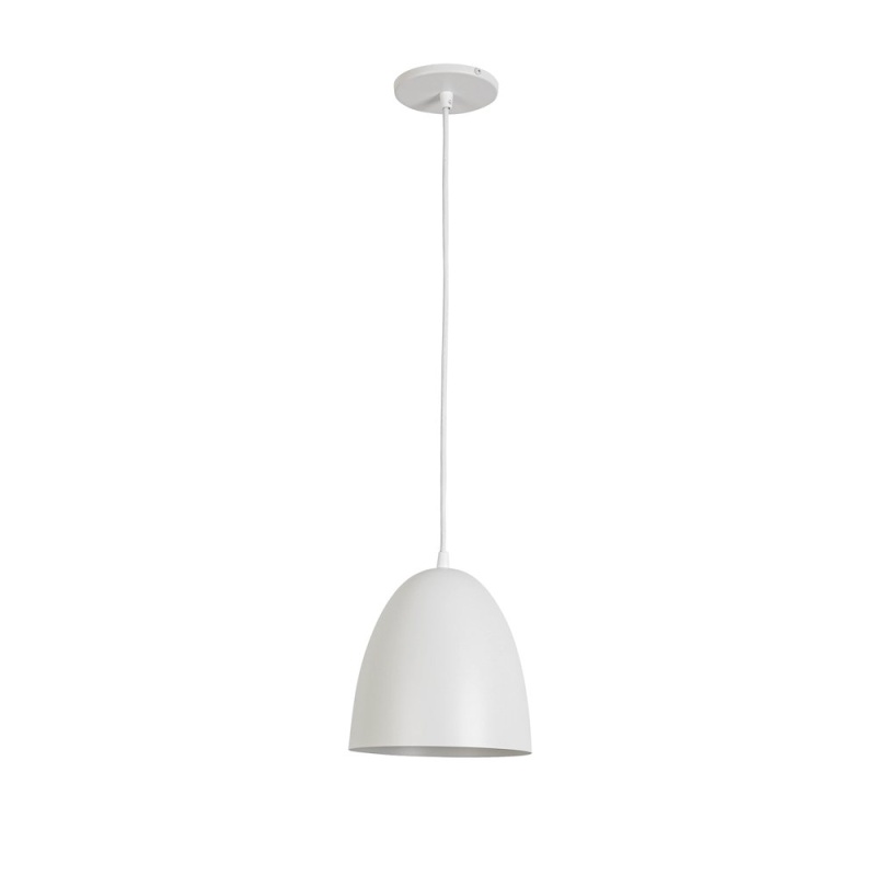 1 Light Pendant in Matte White with Metal Shade