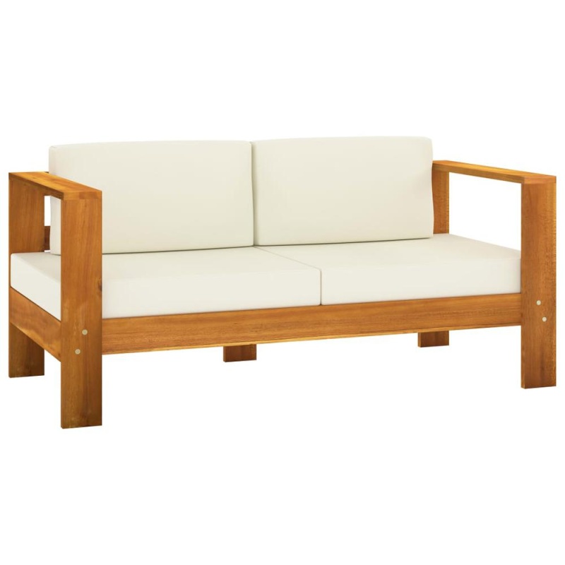 Vidaxl Garden Sofa With Cushion 55.1" Solid Acacia Wood Cream White 0632