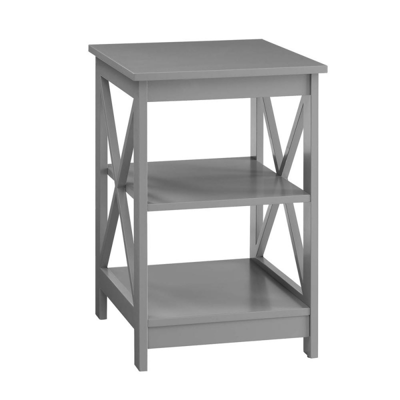 Oxford End Table With Shelves Gray