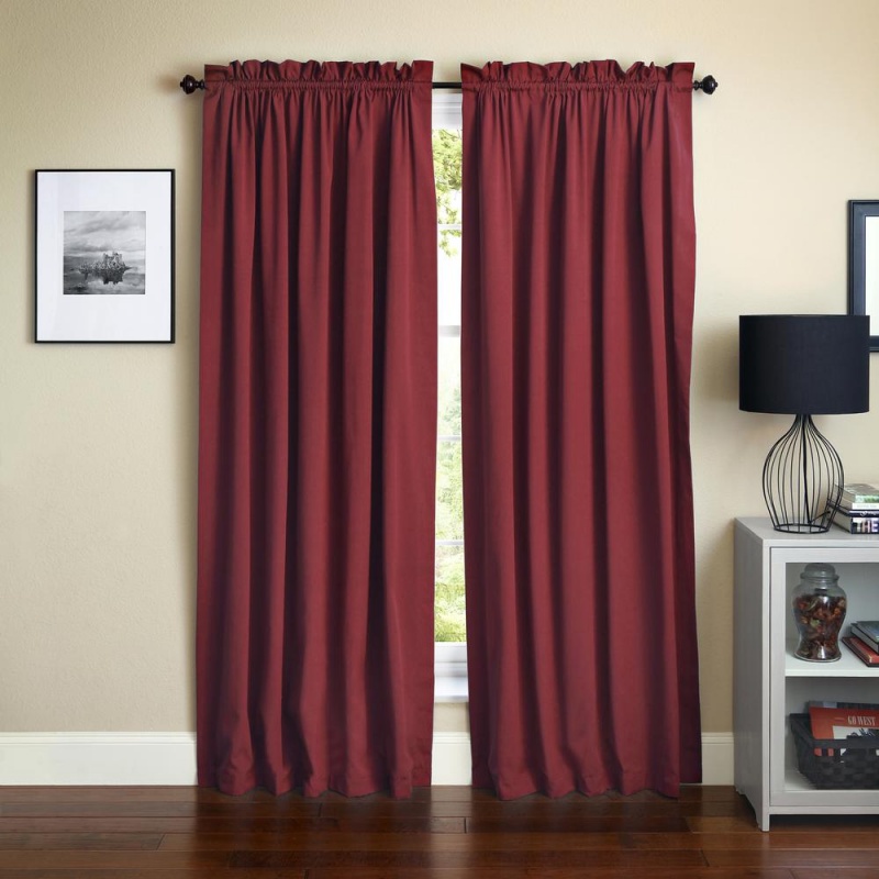 Blazing Needles 84-Inch By 52-Inch Twill Curtain Panels (Set Of 2)