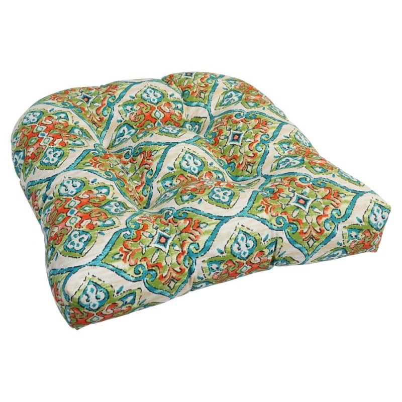 19-Inch U-Shaped Spun Polyester Outdoor Tufted Dining Chair Cushion