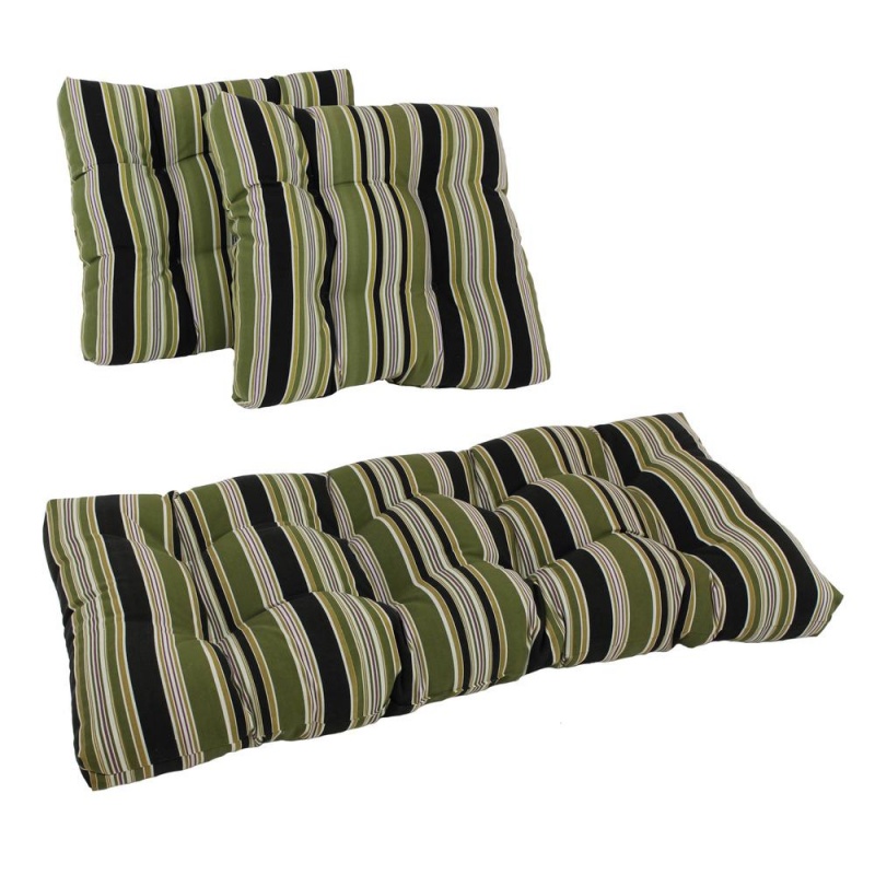 Square Spun Polyester Outdoor Tufted Settee Cushions (Set of 3)