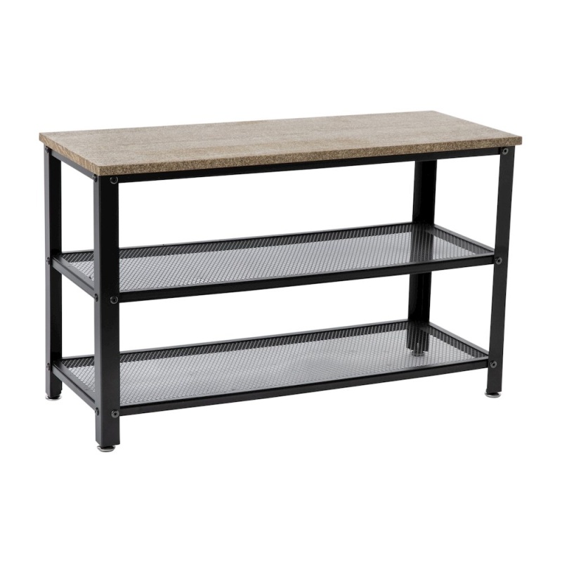 Rustic 3-Tier Entryway Bench, Weathered Brown