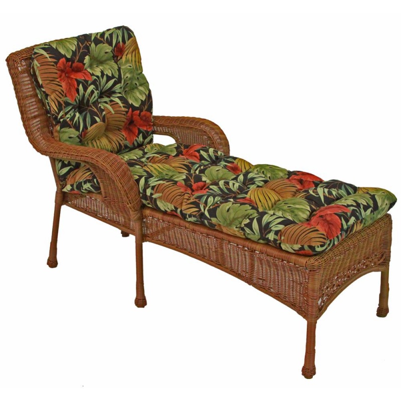 74-Inch By 19-Inch Squarded Outdoor Spun Polyester Tufted Chaise Lounge Cushion