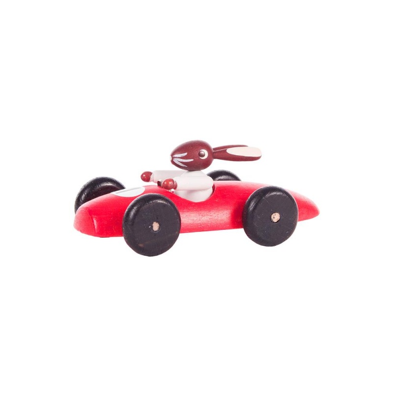 Dregeno Easter Figure - Red Rabbit Car - 3"H X 1.5"W X 1.25"d