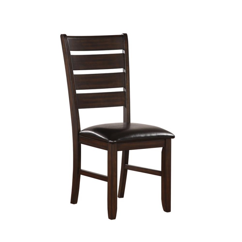 Urbana Side Chair (Set-2), Black Pu & Espresso