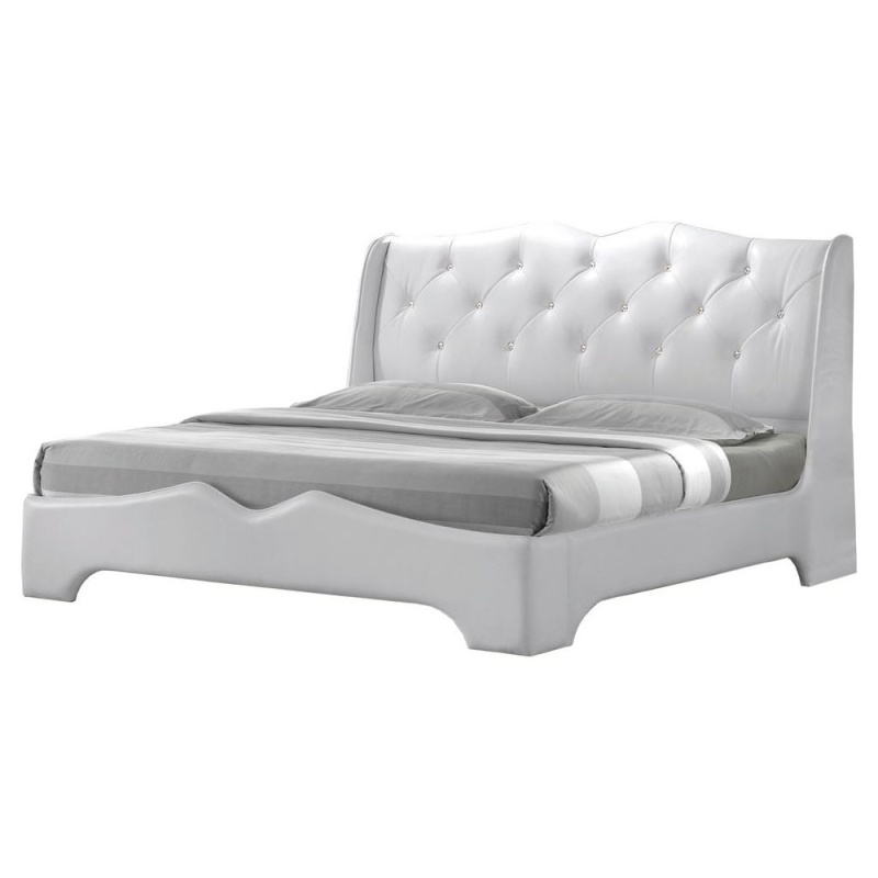 Best Master Madrid Leather- Like Fabric Cal King Platform Bed In Off White