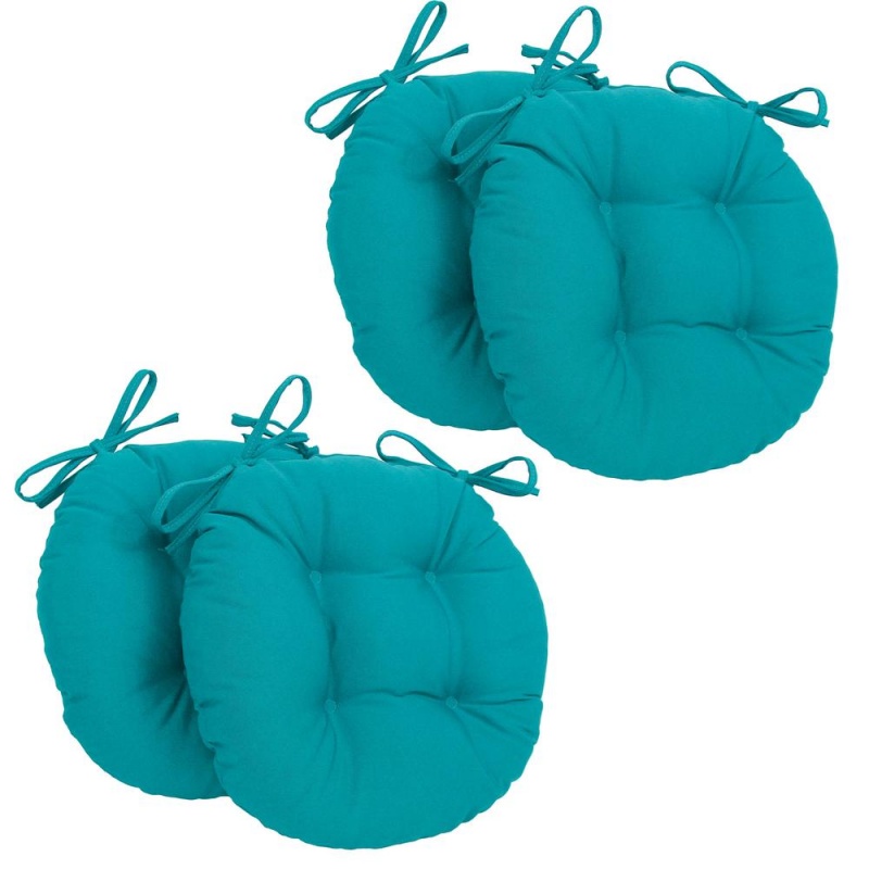 16-Inch Solid Twill Round Tufted Chair Cushions (Set of 4)