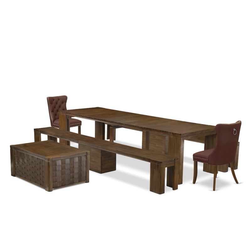 6 Pieces Extendable Dining Set Includes A Rectangle Kitchen Table