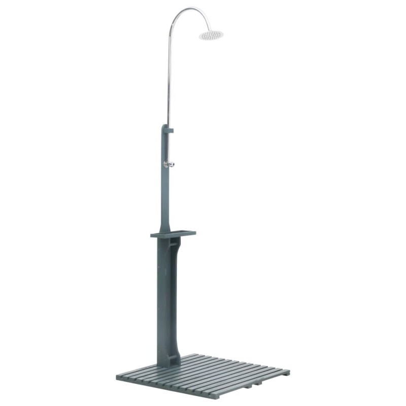 Garden Shower Anthracite Solid Fir Wood Large Rotatable