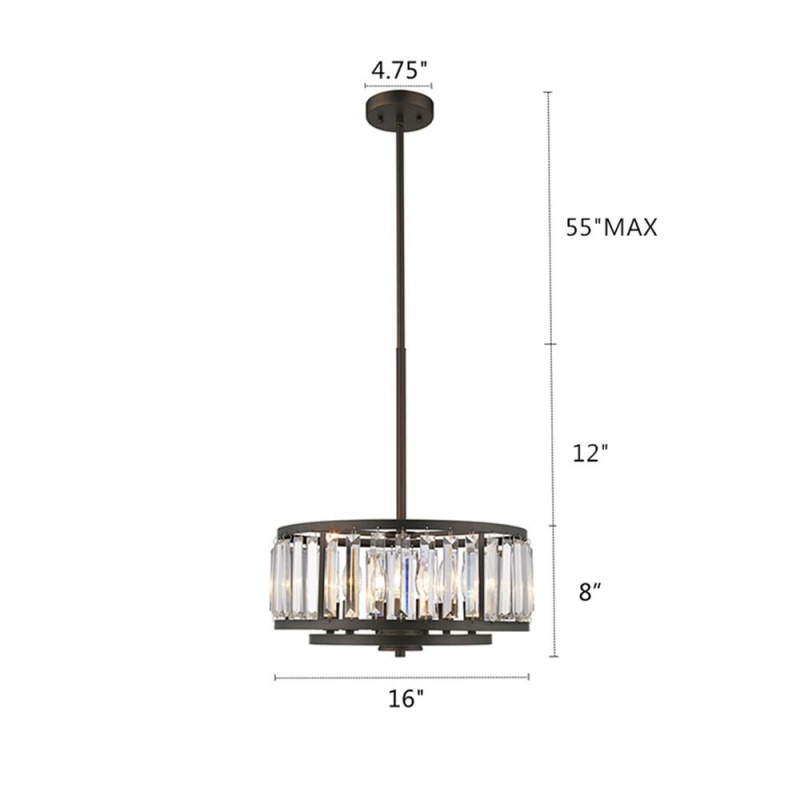 Ellie Contemporary 6 Light Rubbed Bronze Ceiling Pendant 16" Wide