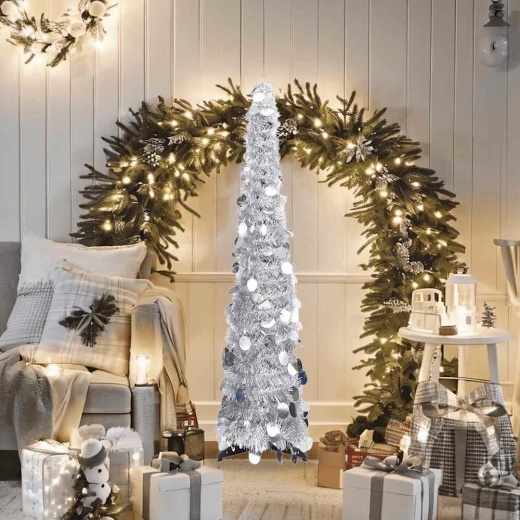 Pop-Up Christmas Tree Silver Pet 47.2 In Collapsible
