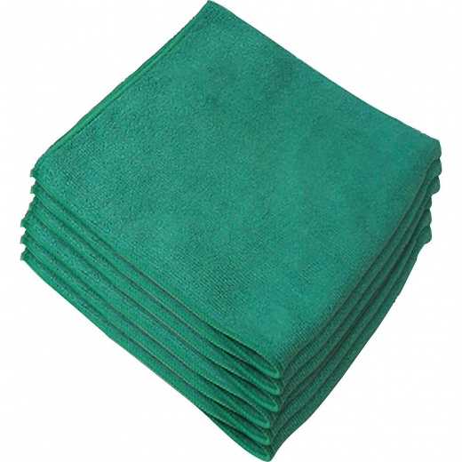 Genuine Joe General Purpose Microfiber Cloth - 16" x 16" Green Cleaning Cloth