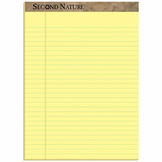 Tops Second Nature Ruled Canary Writing Pads - 50 Sheets