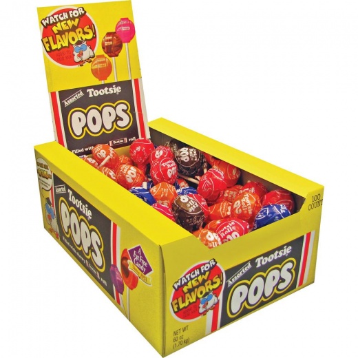 Tootsie Assorted Flavors Candy Center Lollipops - 100/Box