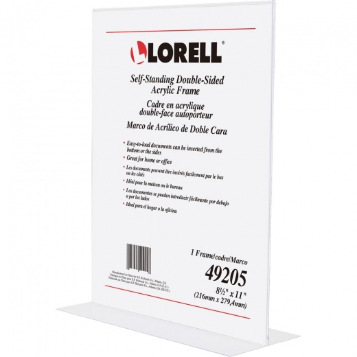 Lorell Double-Sided Frame - 8.50" x 11" Clear Acrylic Countertop Frame