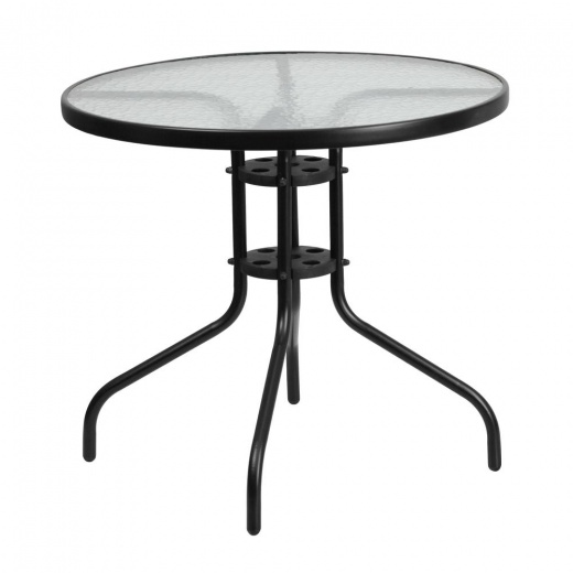 31.5'' Round Tempered Glass Metal Table