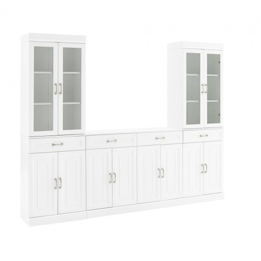 Stanton 3Pc Sideboard And Glass Door Pantry Set White - Crosley Furniture
