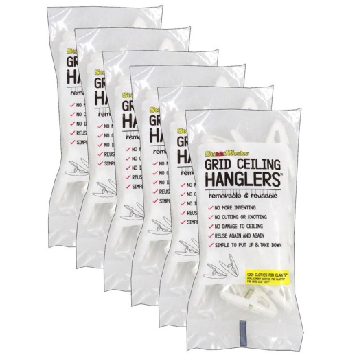 StikkiWorks Grid Ceiling Hanglers Clothes Pin Clamps - 20 Per Pack, 6 Packs