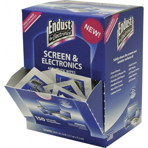 Endust Screen/Electronics Clean Wipes - 150/Pack
