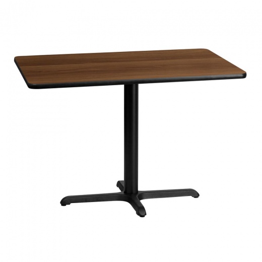 30" X 42" Rectangular Walnut Table Top with 23.5" X 29.5" Table Height Base