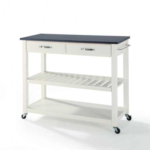 Granite Top Kitchen Prep Cart White/Black - The Ultimate Kitchen Solution