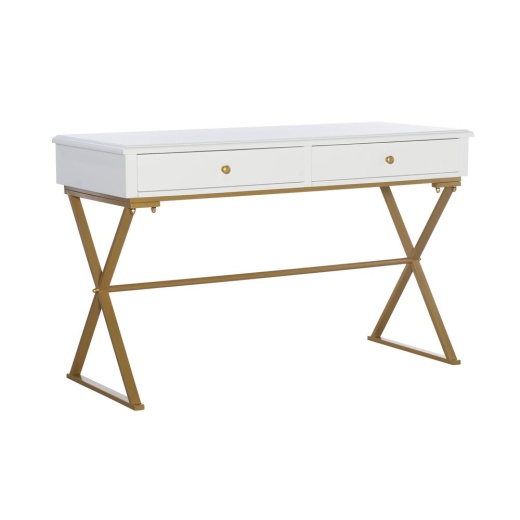Linon Two-Drawer Campaign Desk, White