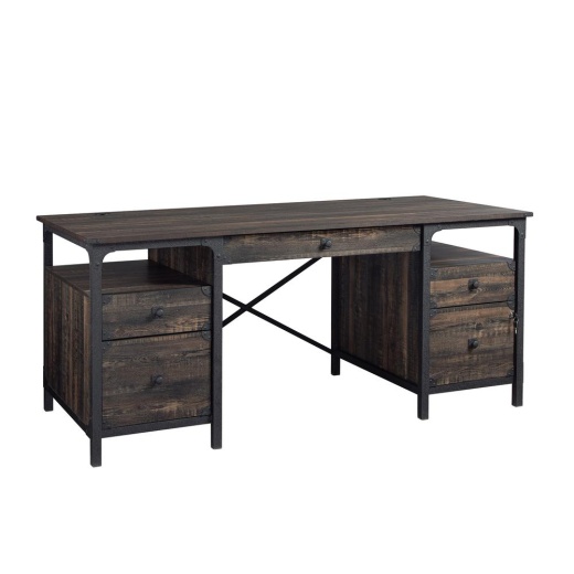 Sauder Steel River Dbl Ped Executive Desk Carbon Oak