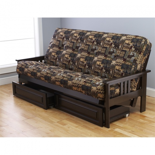Monterey Frame in Espresso Finish with Peter's Cabin Mattress and Storage Drawers - Outdoor Oasis