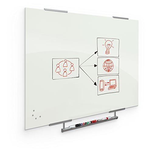 Best-Rite Visionary Magnetic Glass Dry Erase Whiteboard With Exo Tray System - Glossy 3 X 4