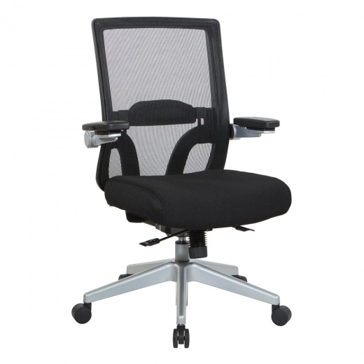 Space Seating Manager's Chair with Breathable Mesh Back and Black Fabric Seat with a Silver Base, 867-B36N64R