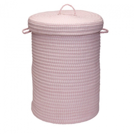 Ticking Solids Pink 16"X24" Hamper