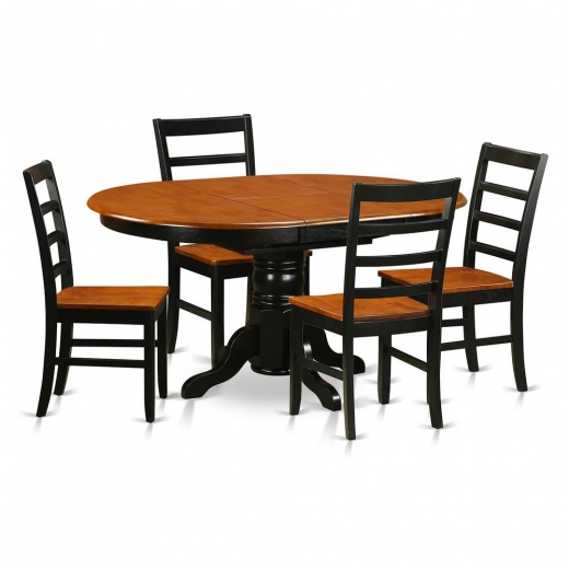 East West Furniture 5-Piece Dining Set with 4 Wooden Chairs