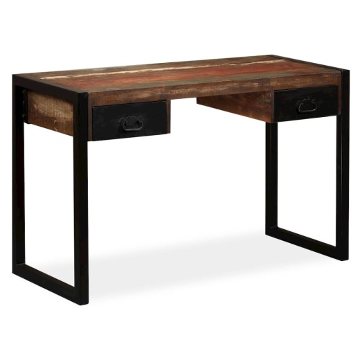 Vidaxl Desk with 2 Drawers Solid Reclaimed Wood