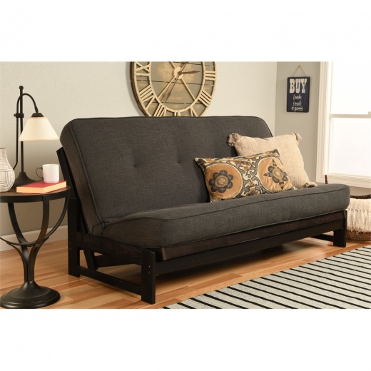 AspenFrame-Reclaim Mocha Finish-Linen Charcoal Mattress by Kodiak