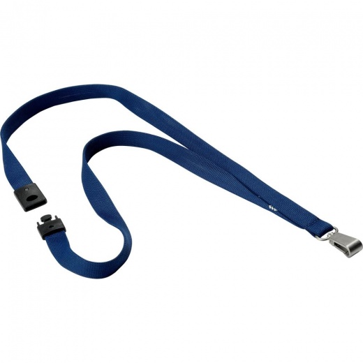 Durable Premium Textile Lanyard with Safety Release - 3/4" x 17" - Blue - 10/Box