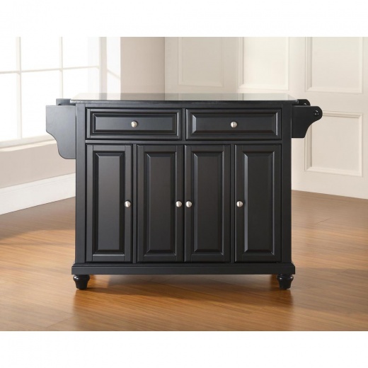 Cambridge Granite Top Full Size Kitchen Island/Cart Black/Black