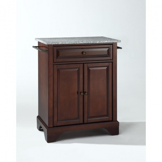 Lafayette Granite Top Portable Kitchen Island/Cart Mahogany/Gray